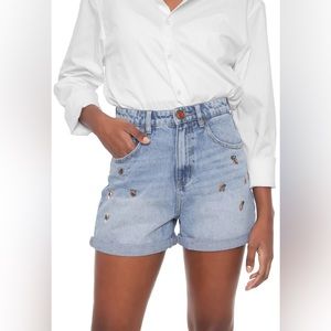 NWT Desigual Leopard Sequined High Waist Denim Jean Shorts